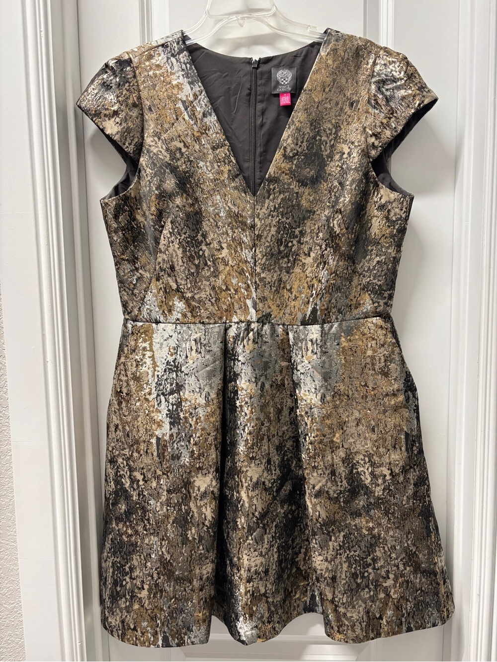 Vince Camuto Metallic Floral Jacquard Fit & Flare Party Dress- Size 14